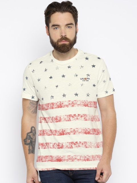 

U.S. Polo Assn. Denim Co. Men Off-White Printed T-shirt