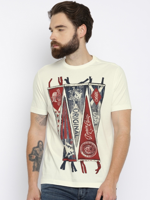 

U.S. Polo Assn. Denim Co. Men Off-White Printed T-shirt