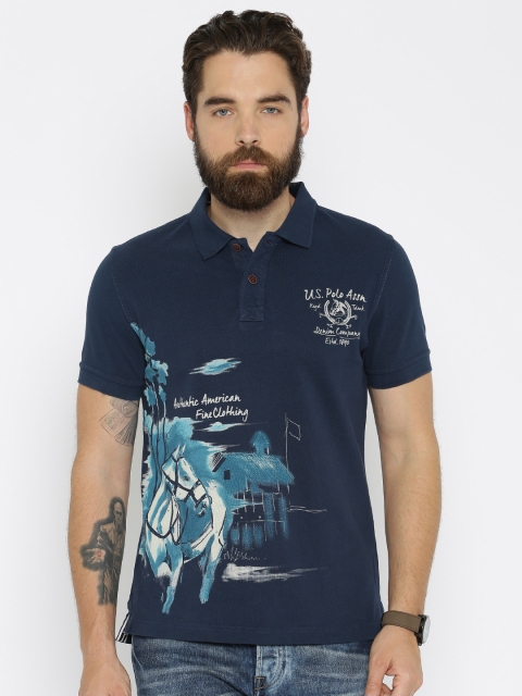 

U.S. Polo Assn. Denim Co. Men Navy Printed Polo T-shirt, Navy blue