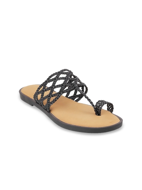 

Metro Women Black One Toe Flats with Laser Cuts