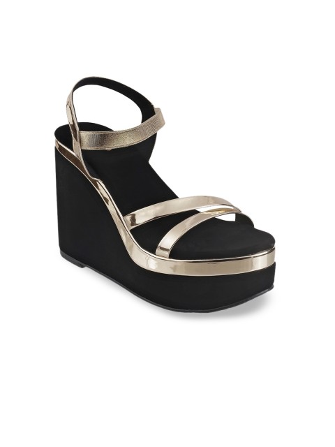 

Metro Gold-Toned Colourblocked Platform Sandals