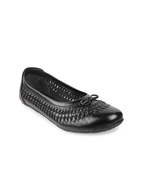 

Metro Women Black Laser Cuts Flats with bow