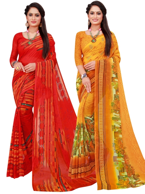 

Florence Pack of 2 Red & Green Printed Saree
