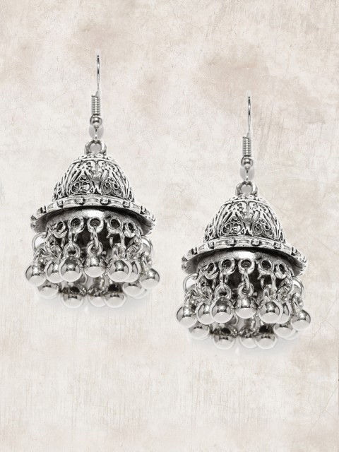 

Anouk Oxidised Silver-Toned Jhumkas