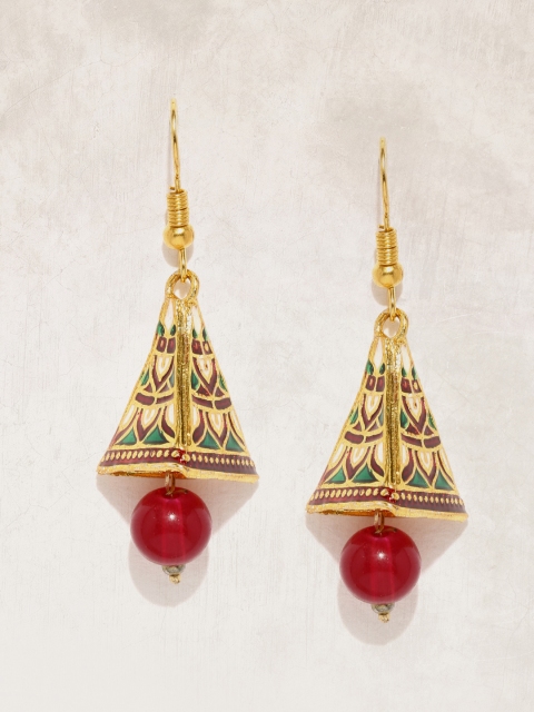 

Anouk Gold-Toned & Red Pyramid-Shaped Drop Earrings