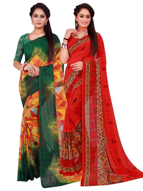 

Florence Red & Green Set Of 2 Pure Georgette Saree