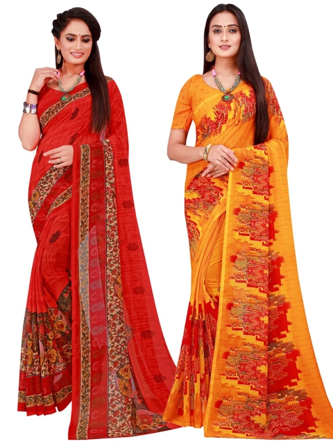

Florence Orange & Red Set Of 2 Pure Georgette Saree