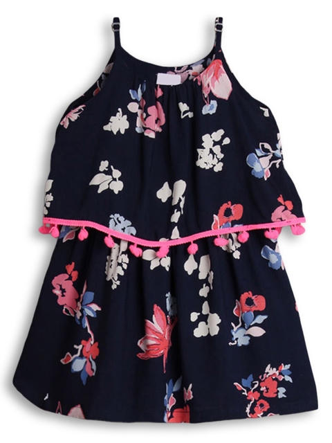 

Hopscotch Navy Blue Floral A-Line Dress