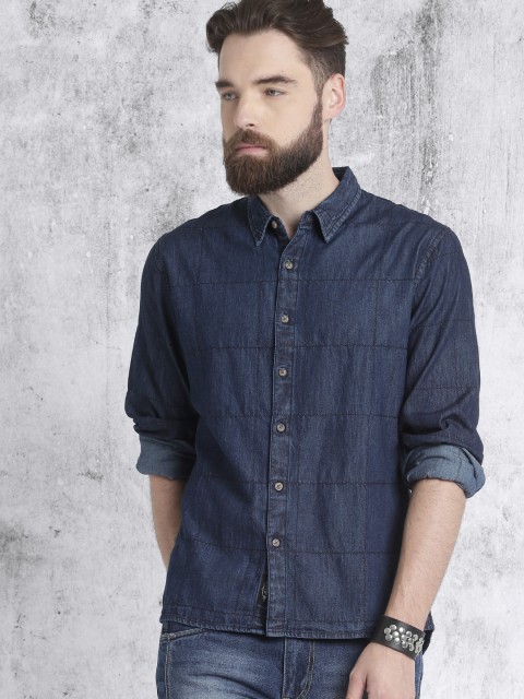 

Roadster Men Blue Regular Fit Faded Casual Shirt