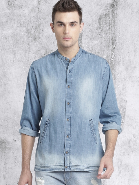 RDSTR Men Blue Regular Fit Faded Casual Shirt RDSTR Men Blue Regular Fit Faded Casual Shirt