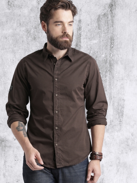 

RDSTR Men Brown Regular Fit Solid Casual Shirt