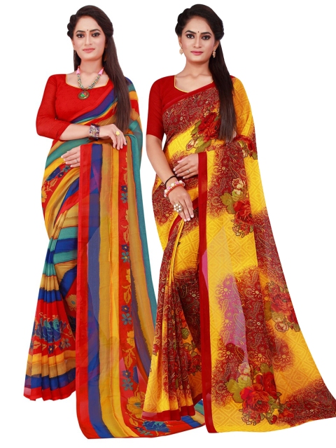 

Florence Pack Of 2 Pure Georgette Sarees, Red