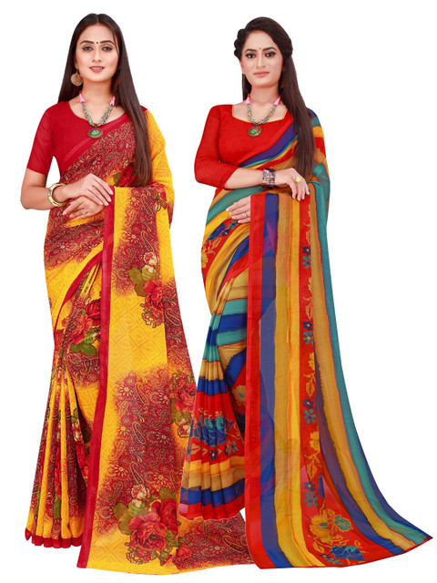 

Florence Pack Of 2 Pure Georgette Sarees, Red
