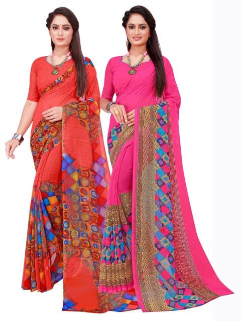 

Florence Magenta & Red Pure Georgette Saree