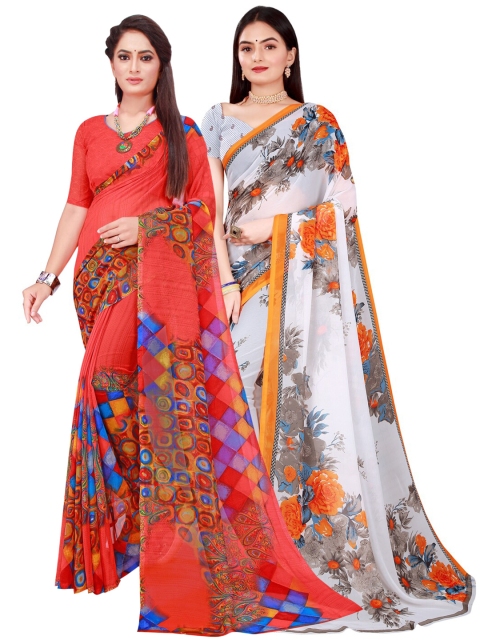 

Florence Red & Grey Pure Georgette Saree