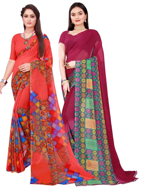

Florence Maroon & Blue Pure Georgette Saree