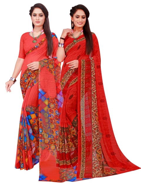 

Florence Red & Blue Pure Georgette Saree