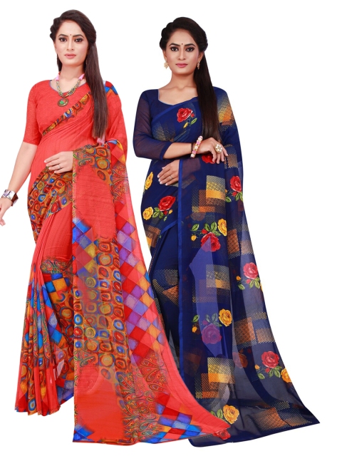 

Florence Red & Black Pure Georgette Saree