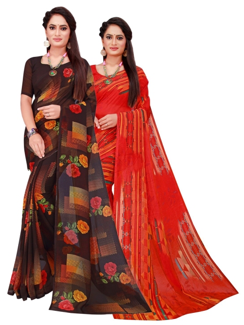 

Florence Pack Of 2 Pure Georgette Sarees, Red