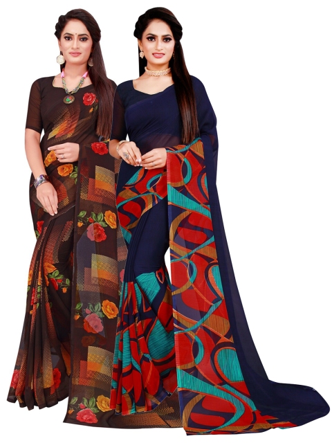 

Florence Pack Of 2 Pure Georgette Sarees, Navy blue