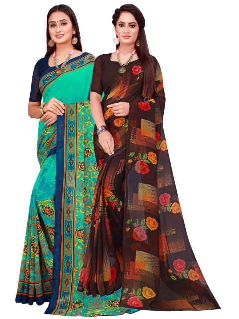 

Florence Pack Of 2 Pure Georgette Sarees, Green
