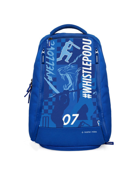 

Nasher Miles Unisex Blue & White Typography Backpack with Shoe Pocket