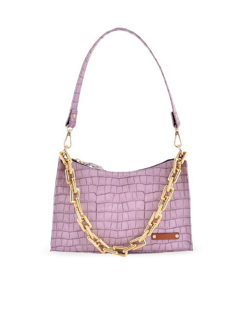 

Lychee bags Purple Textured PU Structured Hobo Bag with Tasselled