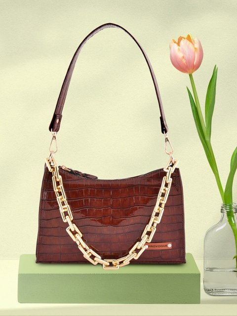 

Lychee bags Brown Textured PU Structured Shoulder Bag