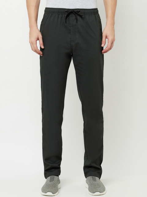 

Octave Men Olive Green Solid Cotton Track Pants
