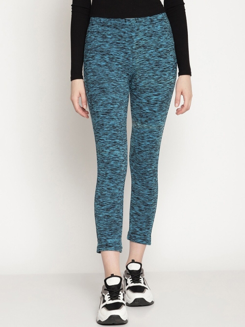 

Wolfpack Women Navy Blue Space Print 3/4th Length Leggings