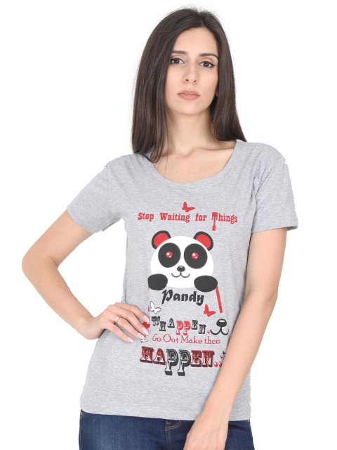 

Fleximaa Women Grey Printed T-shirt