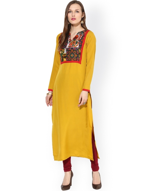 

La Firangi Women Mustard Yellow Straight Kurta