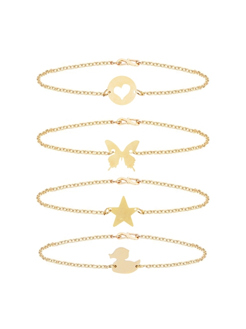 

Goldnera Women 4 Gold-Toned Brass Handcrafted Gold-Plated Charm Bracelet