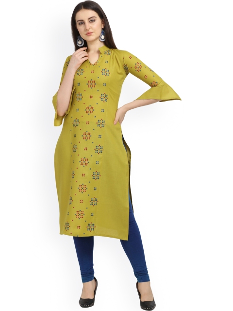 

Fashion Booms Women Sea Green Floral Embroidered Thread Work Kurta