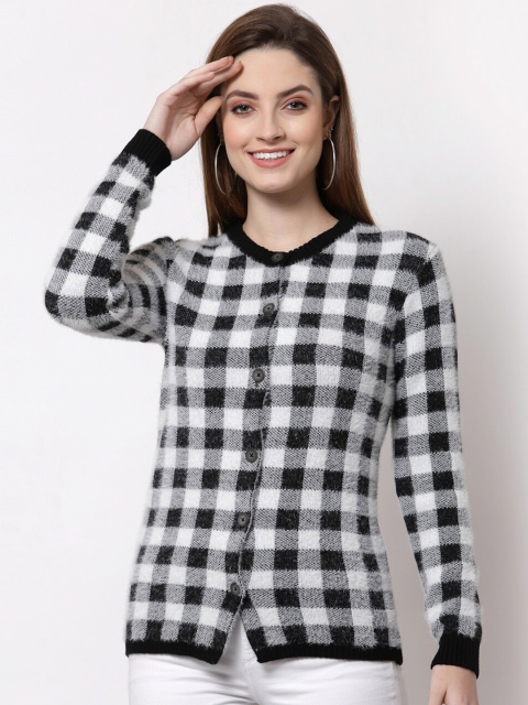 

Kalt Women Black & White Checked Cardigan