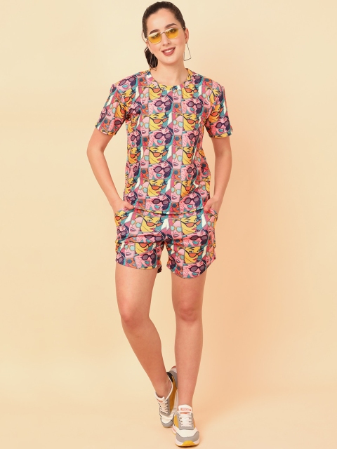 

J Turritopsis Women Pink & Blue Printed Co-Ords Set