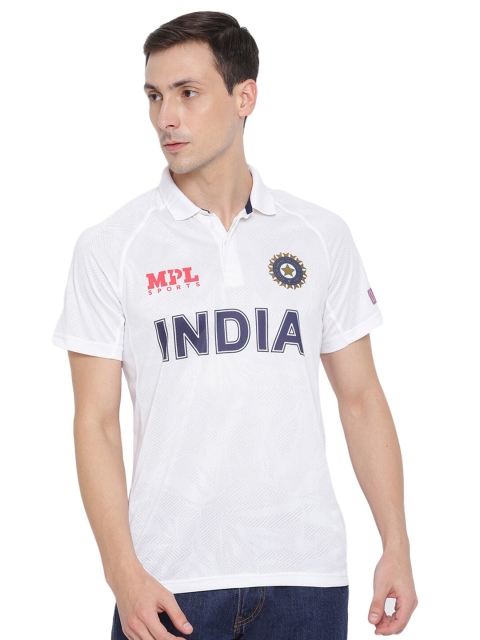 

MPL SPORTS Men White Typography Applique T-shirt