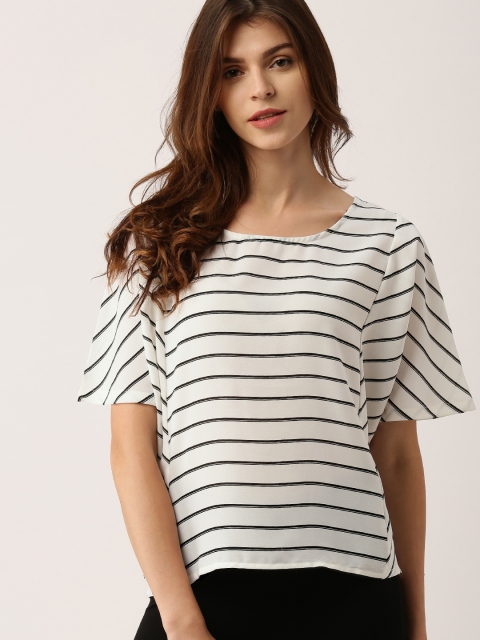 

Ms.Taken by Kriti Sanon Women White Striped Boxy Top