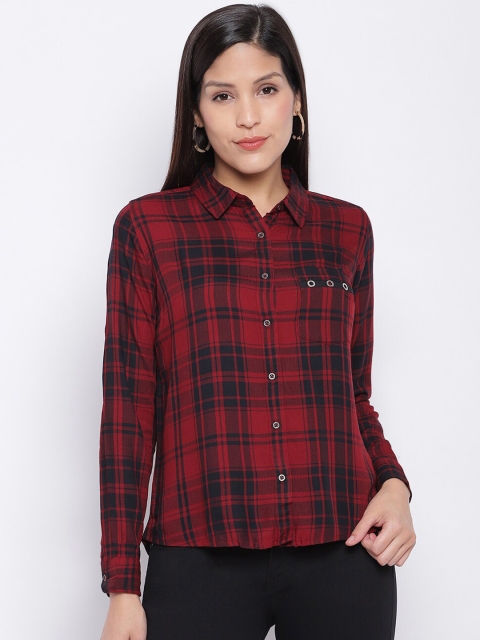 

Pepe Jeans Women Red Tartan Checks Checked Casual Shirt