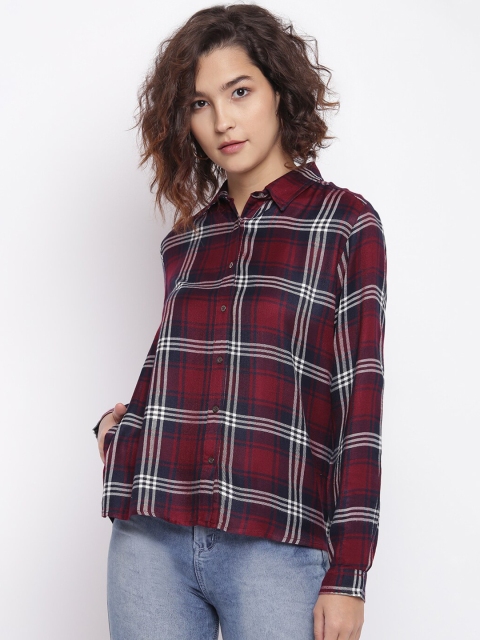 

Pepe Jeans Women Red Tartan Checked Cotton Casual Shirt