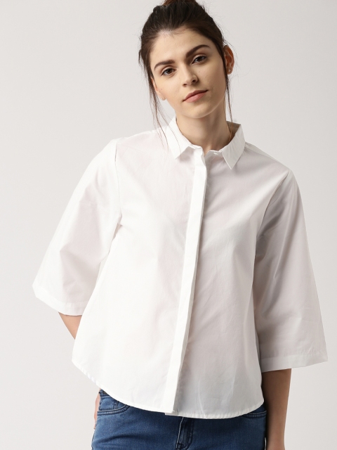 

Ms.Taken White Solid Shirt Style Top