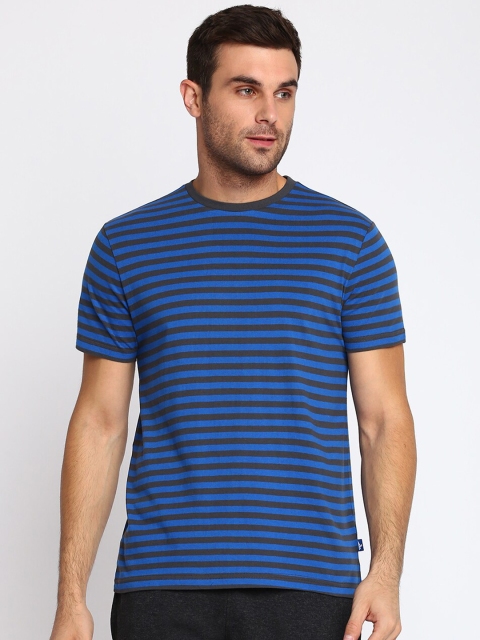 

SPARROWHAWK Men Blue & Black Striped T-shirt