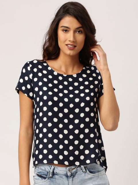 

Ms.Taken by Kriti Sanon Women Navy Blue Printed High-Low Top