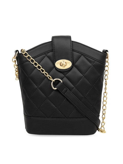 

LEGAL BRIBE Black PU Structured Sling Bag with Quilted