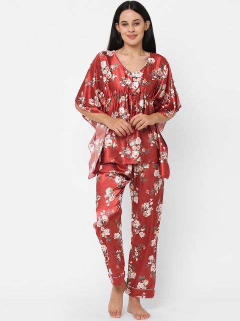 

Sweet Dreams Women Rust & White Printed Night suit