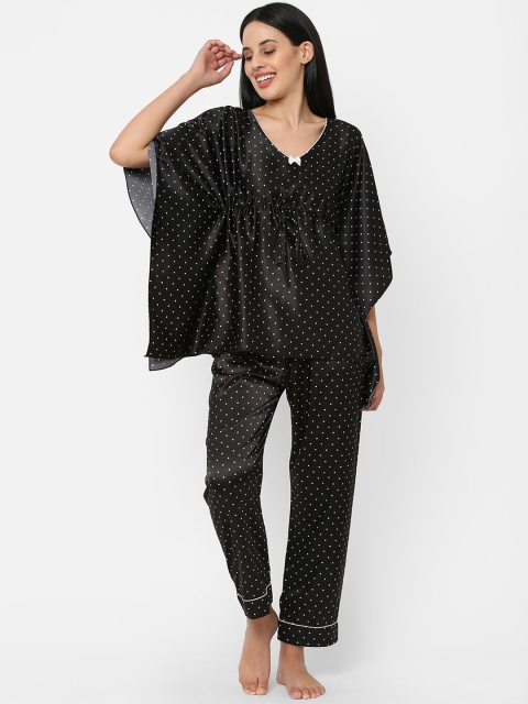 

Sweet Dreams Women Black & White Printed Kaftan Night suit