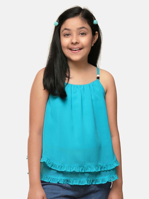 

CACA CINA Turquoise Blue Layered Georgette Top