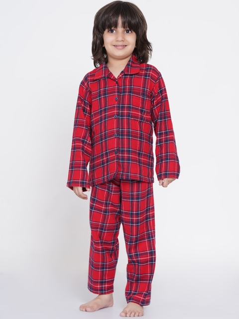 

berrytree Boys Red & Black Checked Night suit