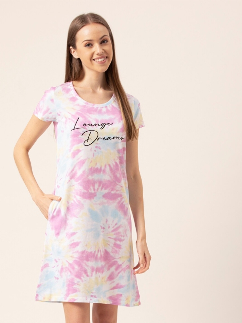 

Lounge Dreams Women Pink & Yellow Pure Cotton Printed Nightdress