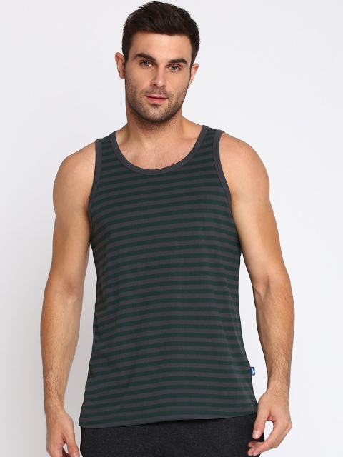

SPARROWHAWK Men Black & Green Striped Comfort-Fit Innerwear Vest